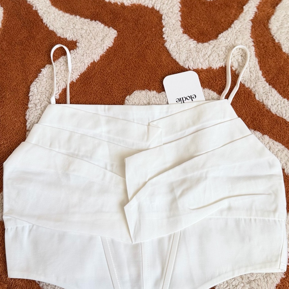 Elodie White Draped Crop Top